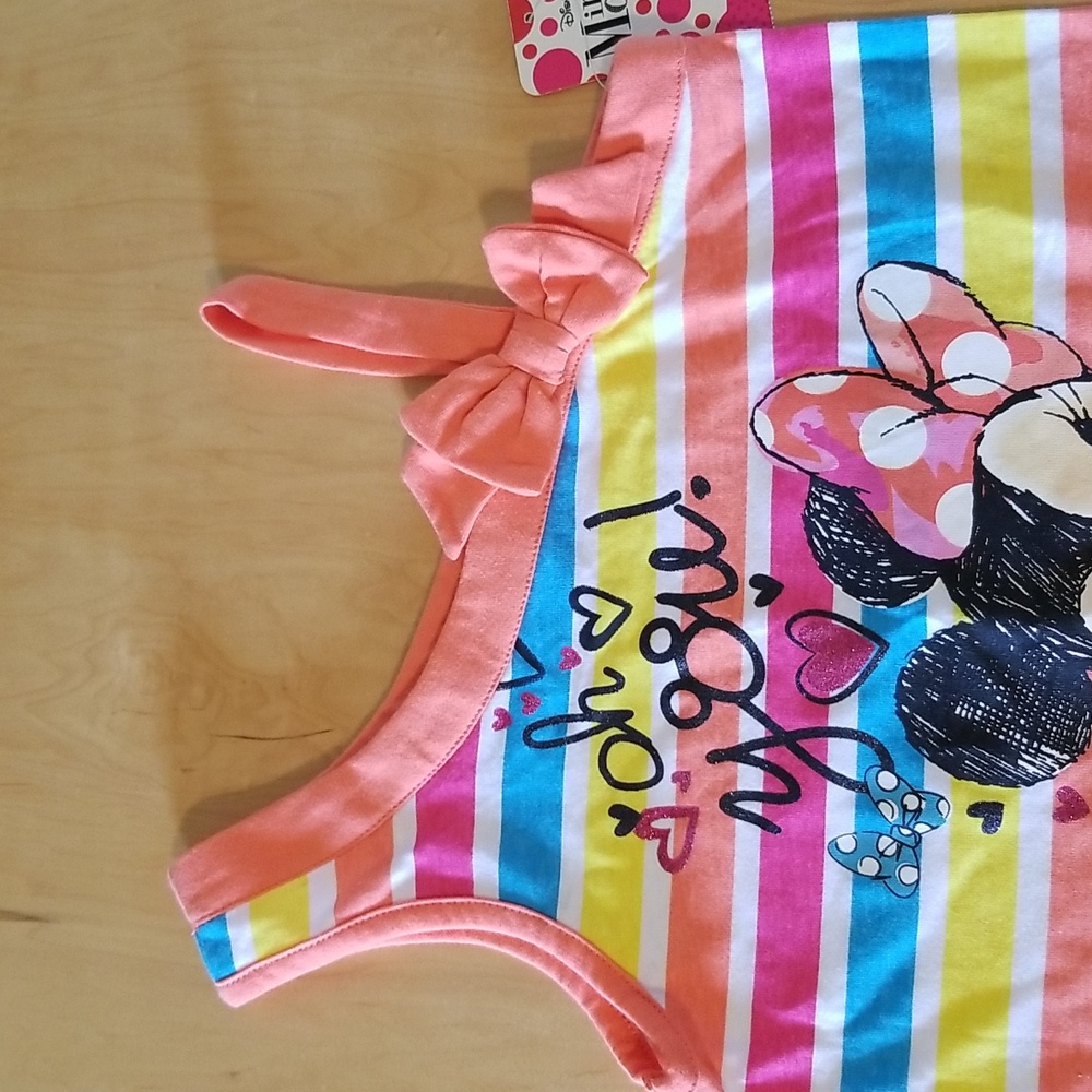 New Disney Minnie Mouse Colorful Striped Set Size 7/8 NWT - Picture 4 of 8